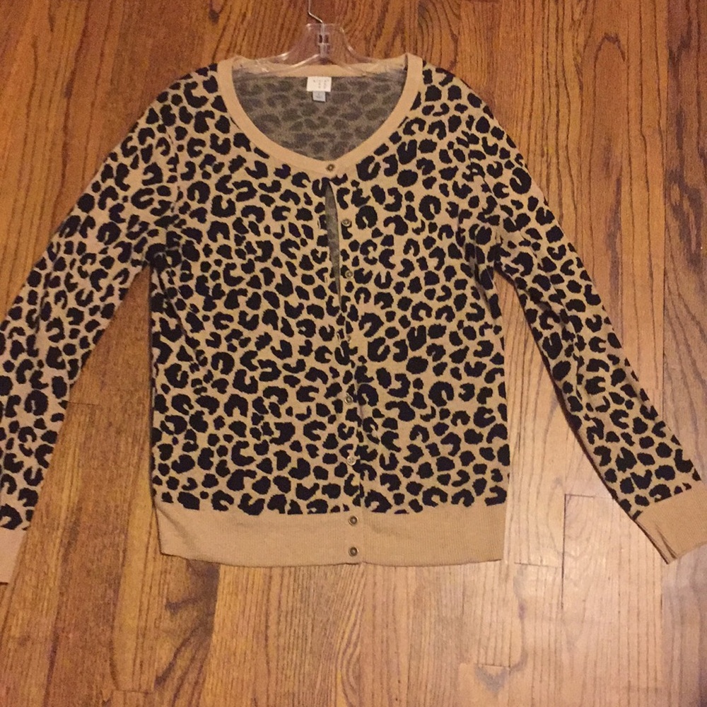 Leopard print button up sweater